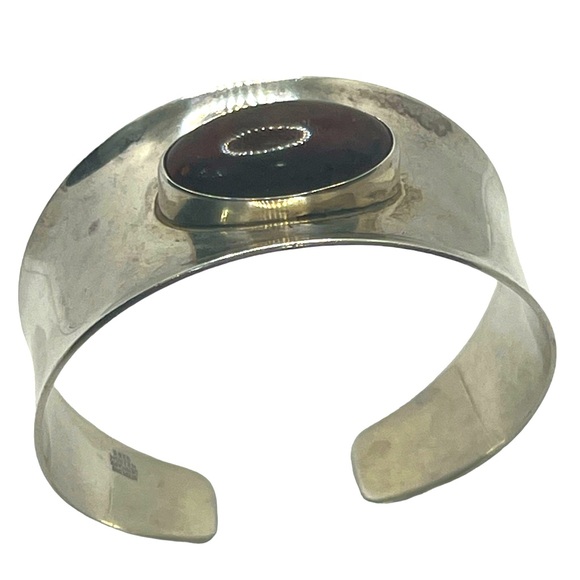 Niels Erik FROM Denmark Sterling silver cuff Bracelet MCM brown cabochon stone